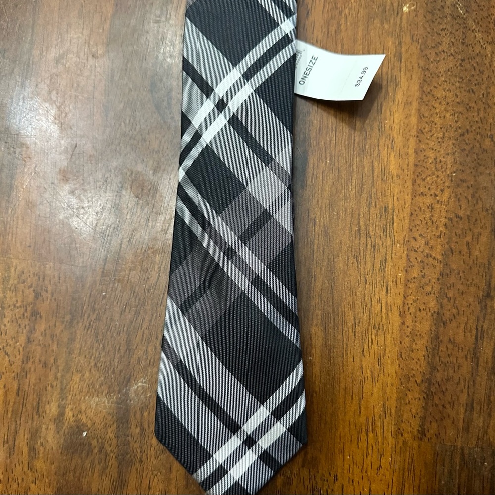 Banana Republic Black and Gray Plaid Tie - Picture 2 of 3
